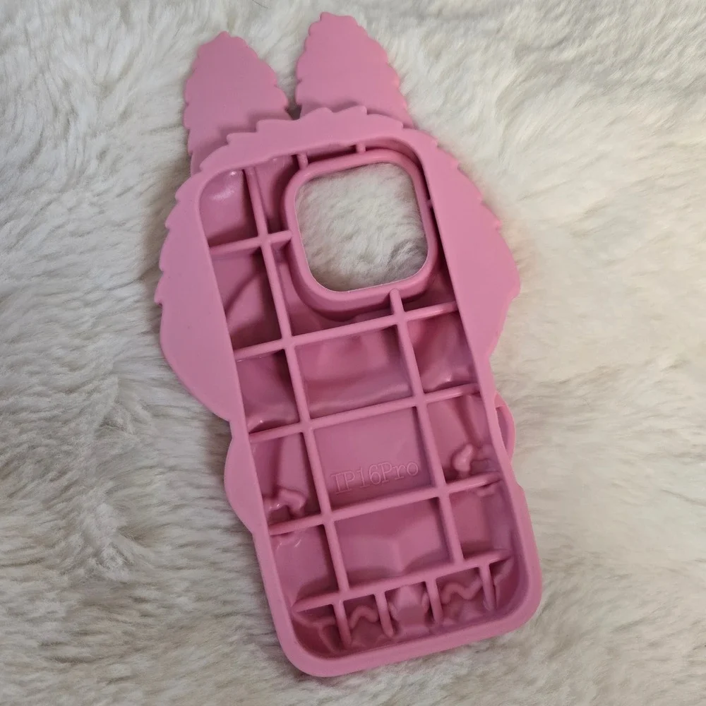 Labubu Phone Case iPhone 16 Pro Pink Monster 3D Silicone Cover‎ New Cute Toy